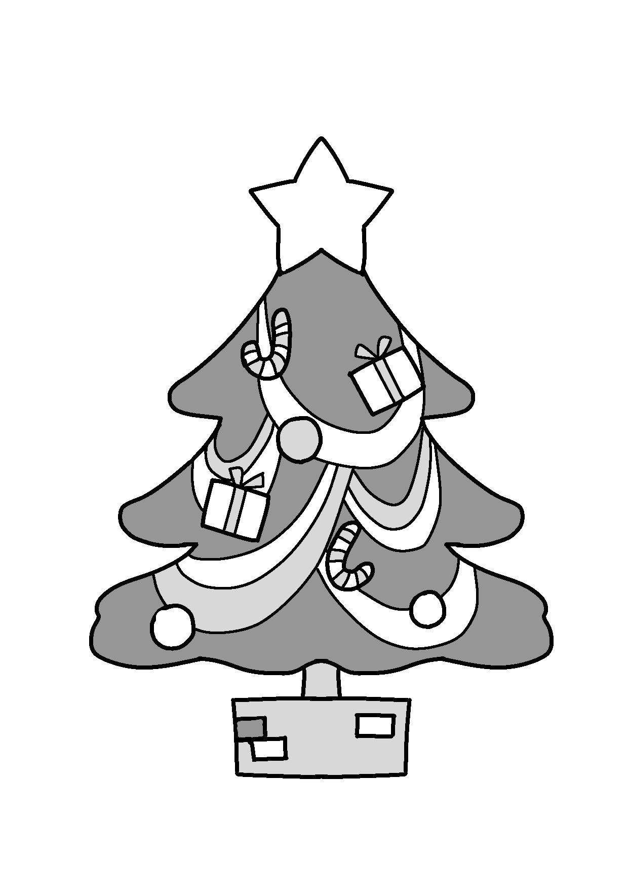 クリスマスツリー白黒