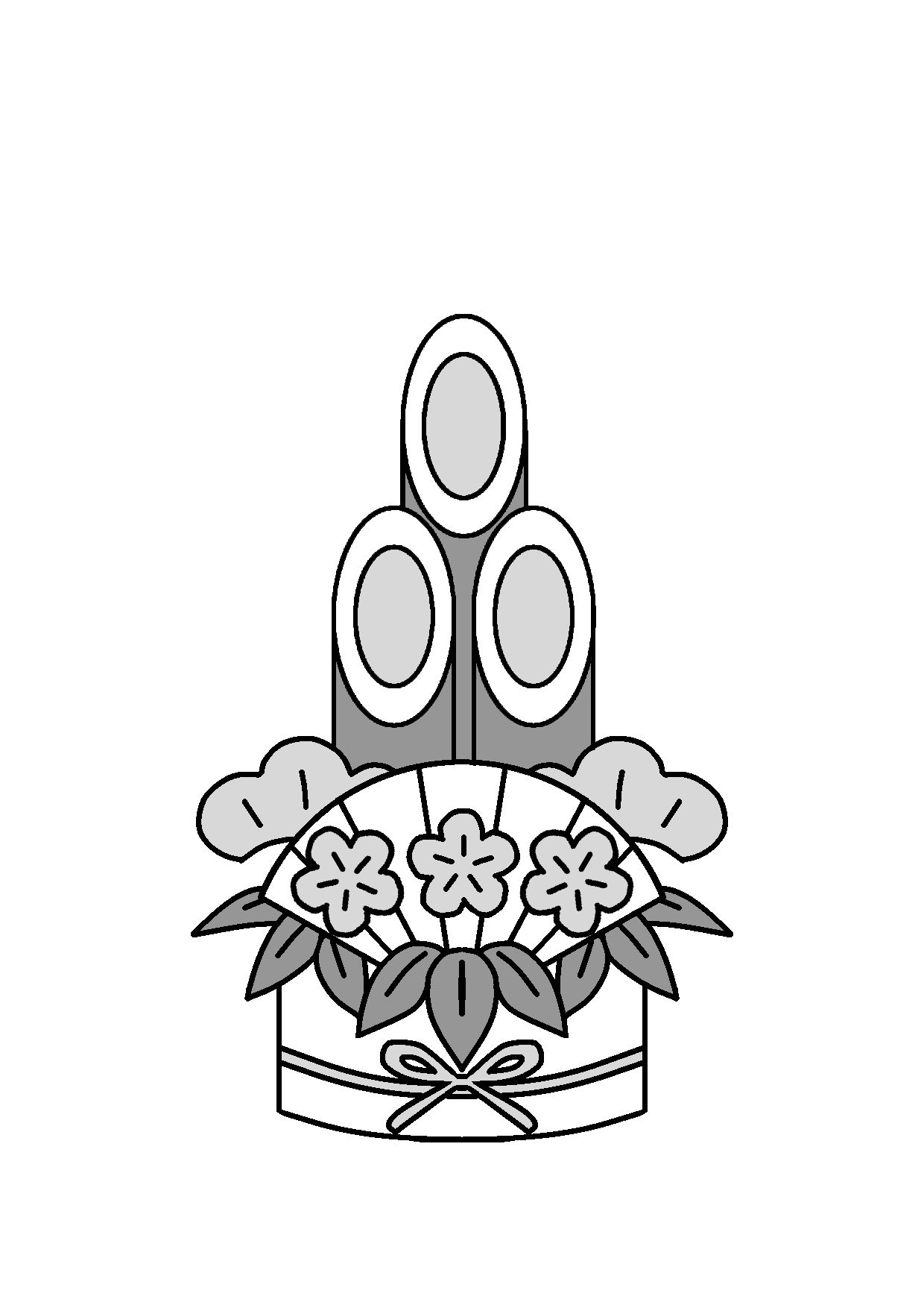 イラスト素材門松(モノクロ)